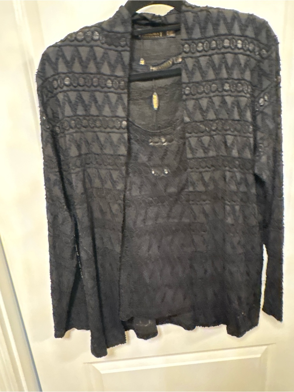 Picadilly Fashion Black Open-Knit Cardigan